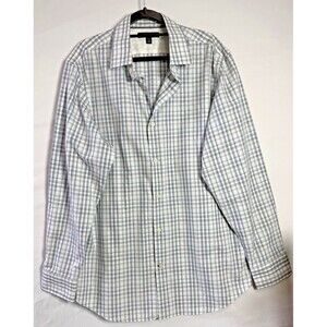 Banana Republic Non-Iron Slim Fit Plaid White/Grey Shirt Men’s Large.